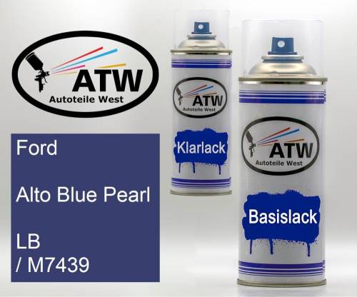 Ford, Alto Blue Pearl, LB / M7439: 400ml Sprühdose + 400ml Klarlack - Set, von ATW Autoteile West.